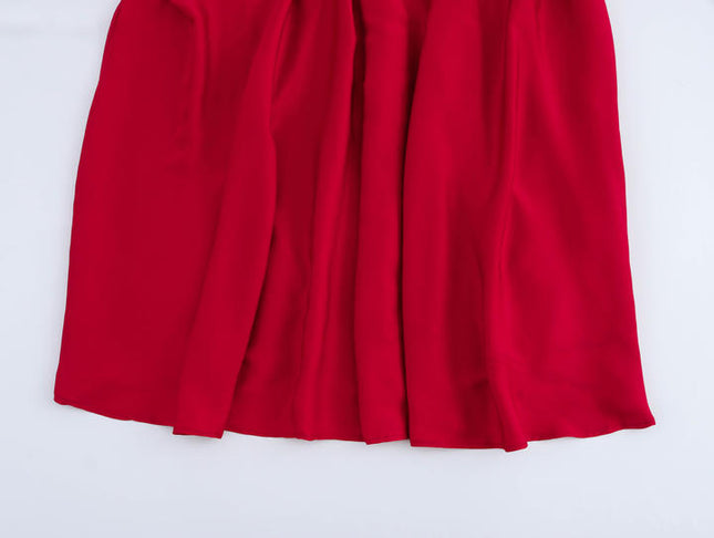 Square Collar Short Sleeve Buttons up Red Color Casual Fashion Oversize Maxi Dress for Ladies
