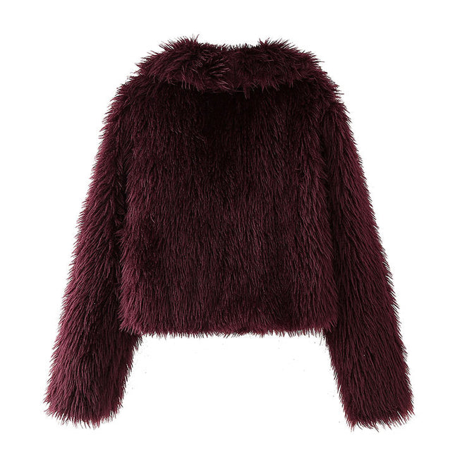 V Neck Burgundy Color Long Sleeve Causal Fashion Jacket for Women