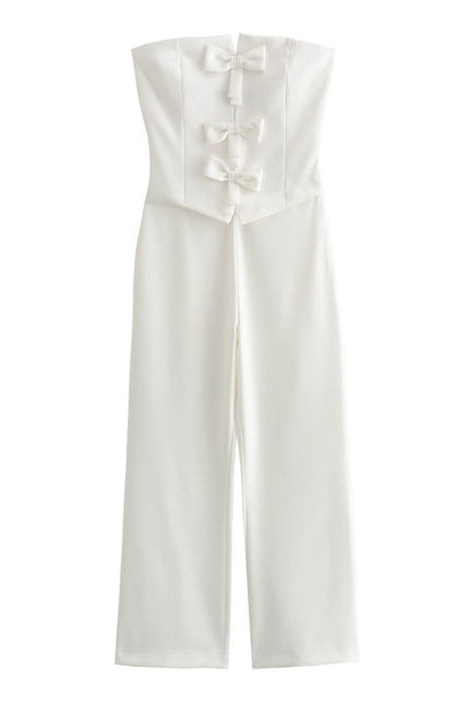2 Colorway Solid Color Front Bow Tie Strapless Hot Sale Casual Fashion Elegant Women One Piece Jumpsuit