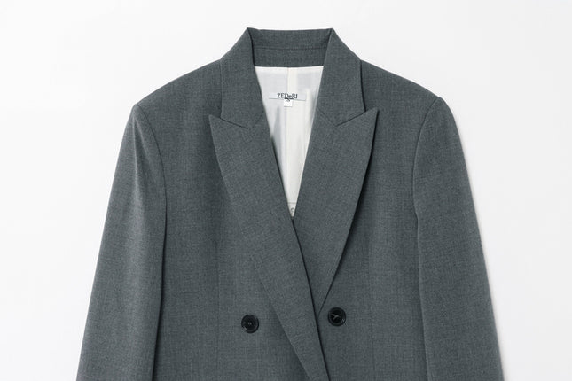 3 Colorway Notched Collar Double Breasted Solid Color Long Sleeve Casual Fashion blazer Jacket for Women