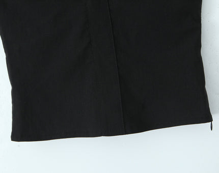 Spaghetti Trap Black Color Front Pleated Patchwork Design Casual Fashion Women's Crop tank Top