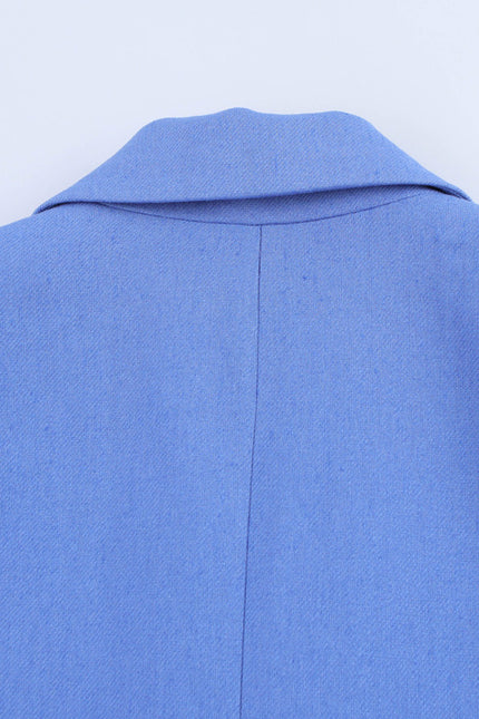 Notched Collar Blue Color Long Sleeve Single Breasted Casual Fashion blazer Jacket for Women