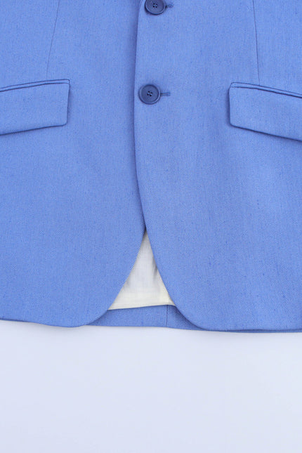 Notched Collar Blue Color Long Sleeve Single Breasted Casual Fashion blazer Jacket for Women
