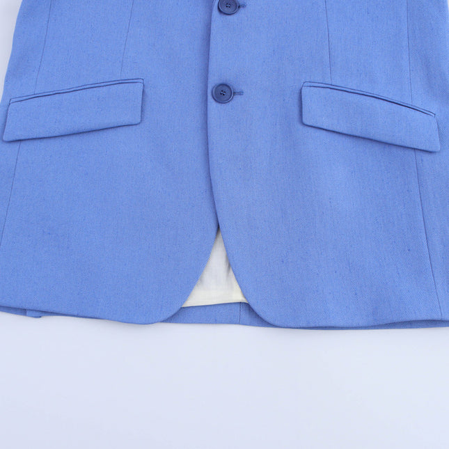 Notched Collar Blue Color Long Sleeve Single Breasted Casual Fashion blazer Jacket for Women