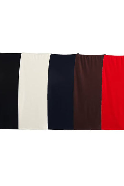 5 Colorway Back Slit Elastic Waist Casual Fashion Long Skirt for Women