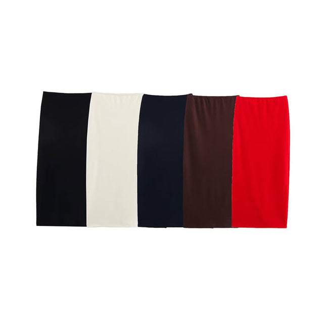 5 Colorway Back Slit Elastic Waist Casual Fashion Long Skirt for Women