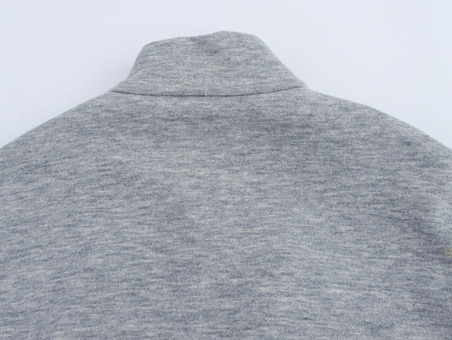 Turtleneck Collar Zipper Fly Long Sleeve Gray Color Casual Fashion Jacket for Women