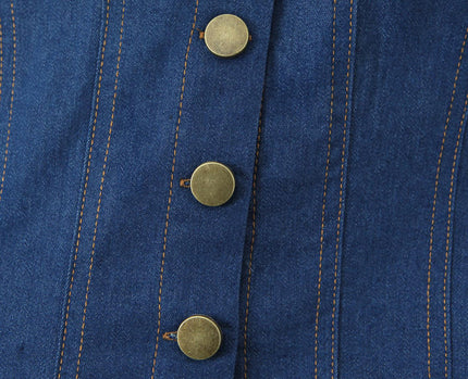 Buttons up Denim Blue Color Strapless Casual Fashion Jeans Crop tank Top for Women