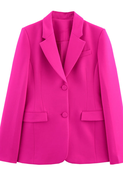 Notched Collar Rose Color Long Sleeve Single Breasted Casual Fashion blazer Jacket for Women