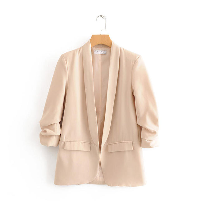 12 Colorway Candy Color Open Stitch Long Sleeve Casual Fashion Women Blazer