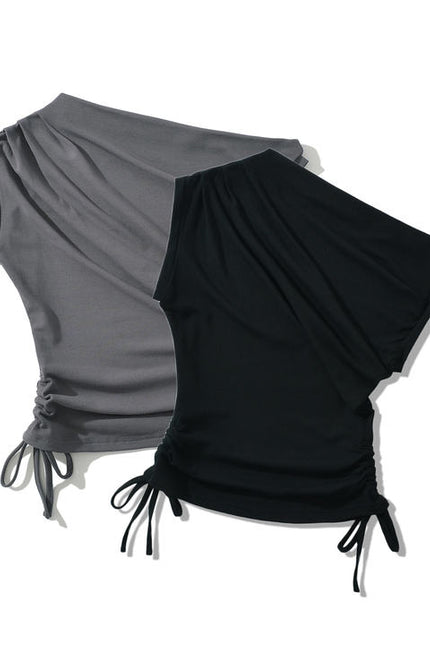 2 Colorway Solid Color Sleeveless Asymmetrical Design Casual Fashion tank Top for Women