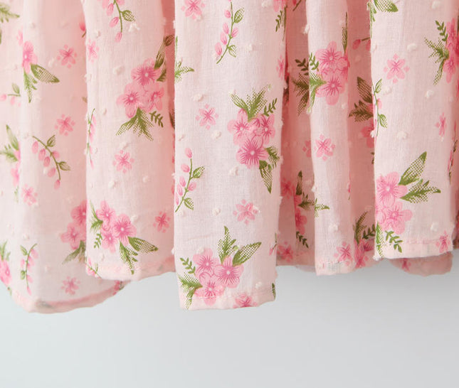 Floral Print Sleeveless square Collar pink Color Casual Fashion Summer Mini Women Dress