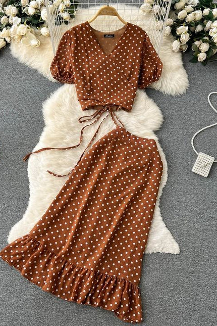2024 Women Sweet Embroidery Top Skirt Two-piece Set