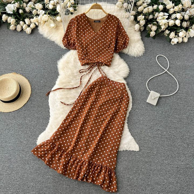 2024 Women Sweet Embroidery Top Skirt Two-piece Set