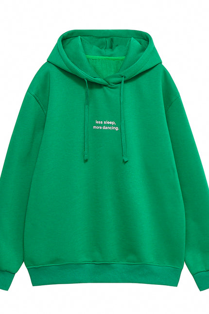 Letter Embroidery Long Sleeve Green Color Casual Fashion Women Sweatshirt Hoodie