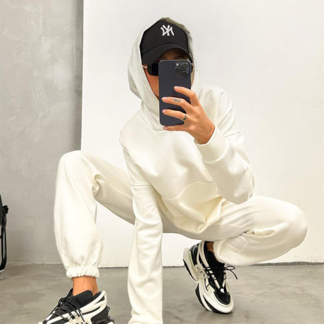 PASUXI OEM Custom Women Tracksuit Set Autumn New Solid Color Casual Pullover Hoodies and Sports Jogger Pants Sets