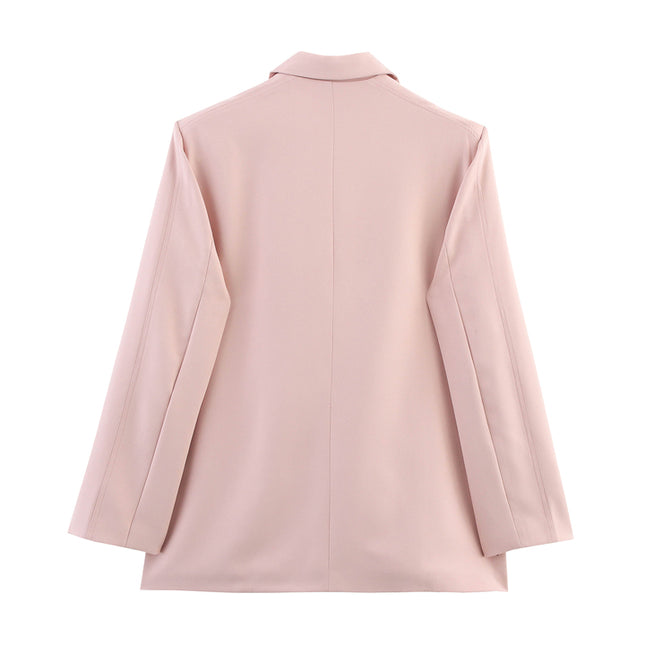 Pink Color Single Breasted Long Sleeve Notched Collar Causal Fashion blazer Jacket for Women