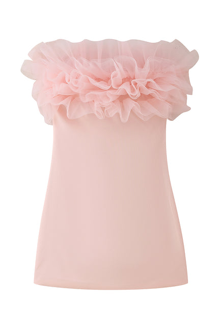 Strapless pink Color Hot Sale Casual Fashion Summer Mini Dress for Women