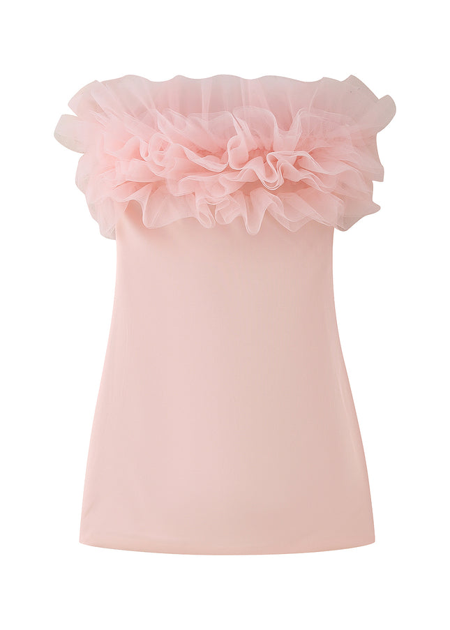 Strapless pink Color Hot Sale Casual Fashion Summer Mini Dress for Women