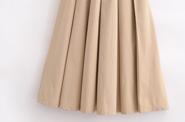 Crew Neck Black Beige Color Sashes Sleeveless Casual Fashion Summer Long Dress for Women