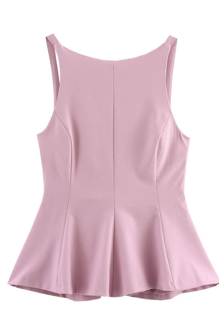 2 Colorway Solid Color Back Hollow Out Bow Tie Sleeveless Casual Fashion Tops Blouse for Women
