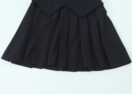 Turn Down Collar Black Color Sleeveless Casual Fashion Summer Mini Dress for Women