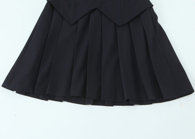 Turn Down Collar Black Color Sleeveless Casual Fashion Summer Mini Dress for Women