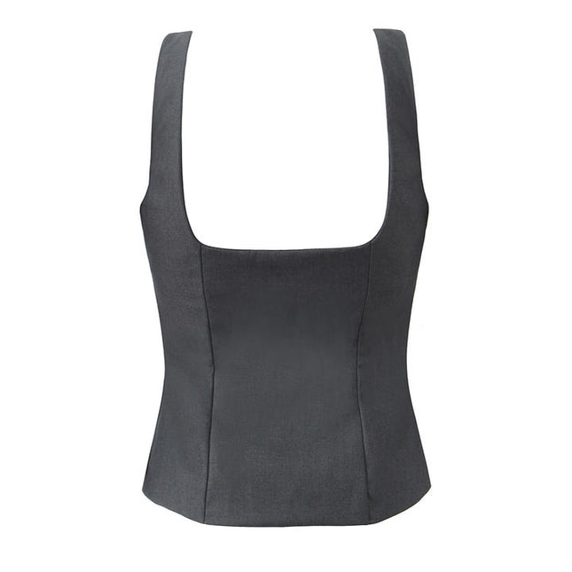 2 Colorway Front Lace up Solid Color Shoulder Strap Casual Fashion Women's tank Tops