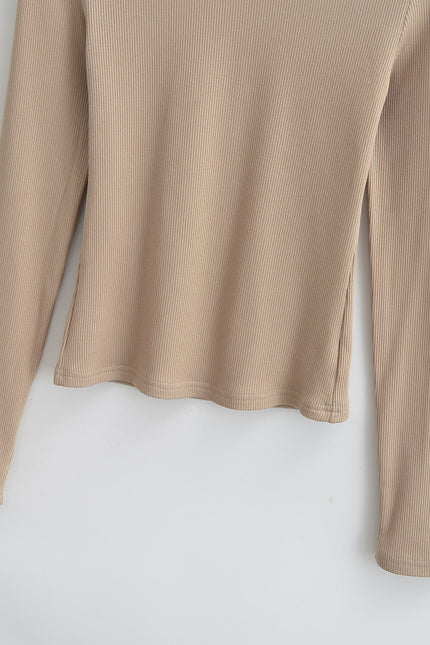 4 Colorway Crew Neck Solid Color Long Sleeve Casual Fashion Knitted t Shirt for Women