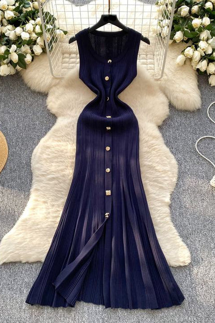 Small Fragrance of Advanced Sense Sleeveless Knit Hip Dress