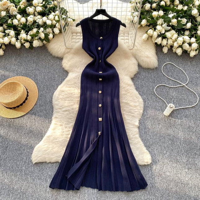 Small Fragrance of Advanced Sense Sleeveless Knit Hip Dress