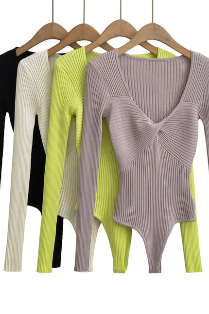 4 Colorway düz renk Logn kollu ön pilili kare yaka rahat mütevazı kadınlar tek parça tulum