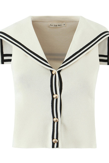 V Neck Beige Color Buttons up Sleeveless Knitted Casual Fashion Women's tank Tops