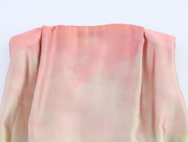 V Neck Green pink Color Sashes Hot Sale Casual Fashion Silky Tops Blouse for Women