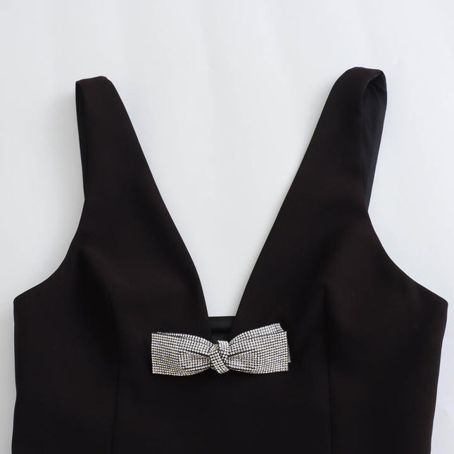 2 Colorway Solid Color Bow Tie Beading Casual Fashion Women's tank Tops