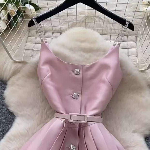 New Design Sense V-neck Backless Retro Solid Color Women's Casual Dress Prom Dress