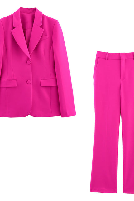 Notched Collar Rose Color Long Sleeve Single Breasted Casual Fashion blazer Jacket for Women