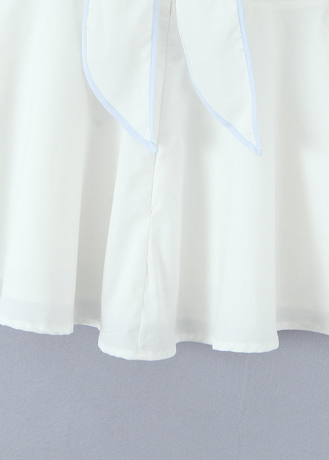 Back Hollow Out White Color Sleeveless Causal Fashion Summer Mini Cotton Halter Dress for Women