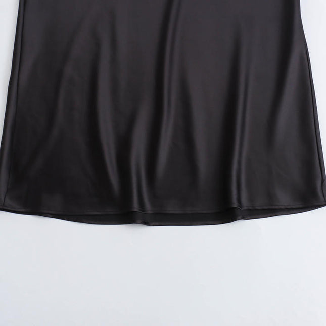 9 Colorway Solid Color Sleeveless Pleated Silky Casual Fashion Summer Dress for Women