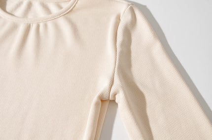 4 Colorway Cuello redondo Color sólido Manga larga Punto Casual Moda Modest Mujeres Mono de una pieza