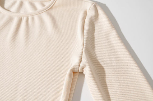 4 Colorway Cuello redondo Color sólido Manga larga Punto Casual Moda Modest Mujeres Mono de una pieza