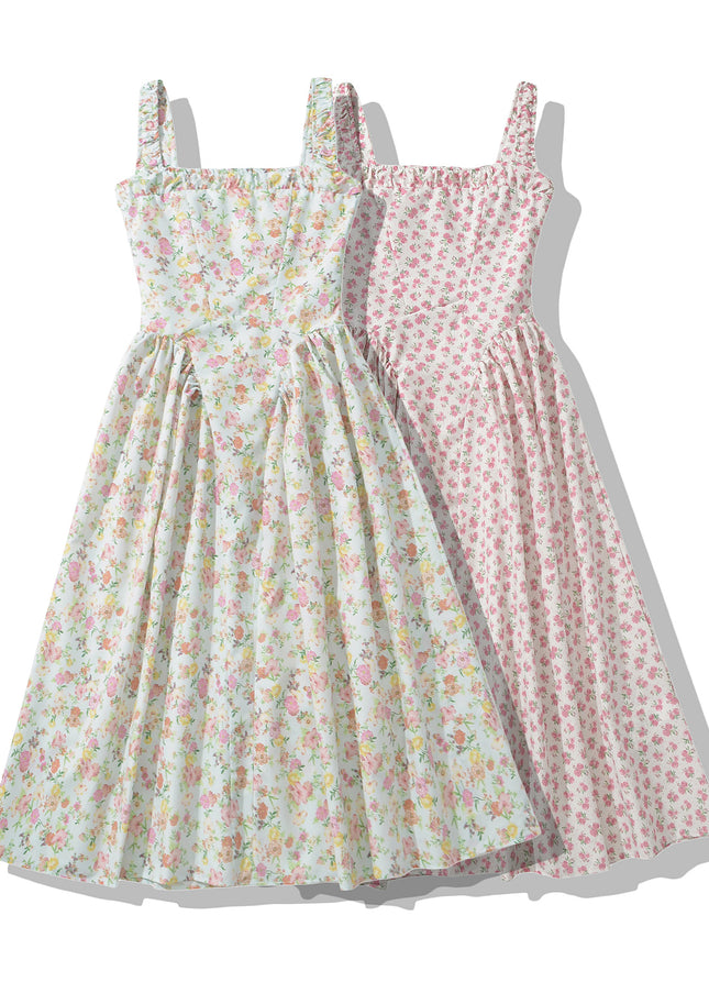 2 Colorway Floral Print Shoulder Strap Hot Sale Casual Fashion Summer Long slip Dress for Women