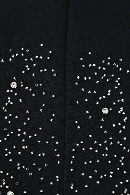 Black Color Long Sleeve Notched Collar Beading Single Button Casual Fashion blazer Jacket for Women