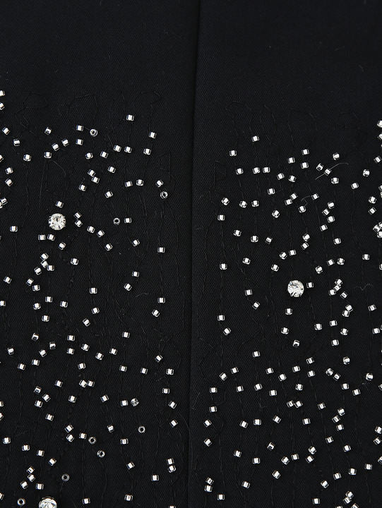 Black Color Long Sleeve Notched Collar Beading Single Button Casual Fashion blazer Jacket for Women