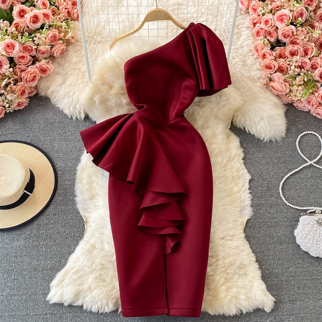 Summer Women Clothin Sexy Slim Fit Ruffles Casual Party Dresses