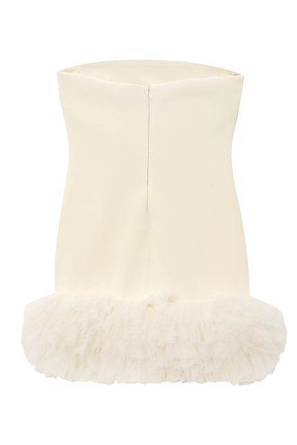 Strapless Yellow Color Casual Fashion Summer Mini Dress for Women