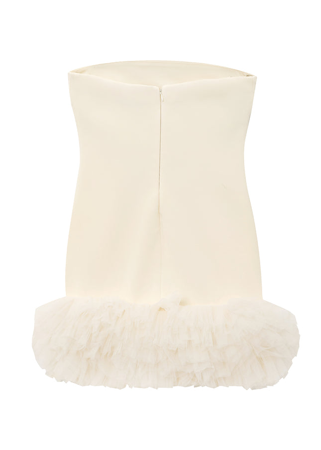 Strapless Yellow Color Casual Fashion Summer Mini Dress for Women