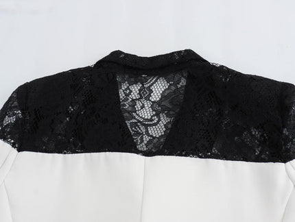 Patchwork Design White Black Color Double Breasted Long Sleeve Casual Fashion blazer for Women