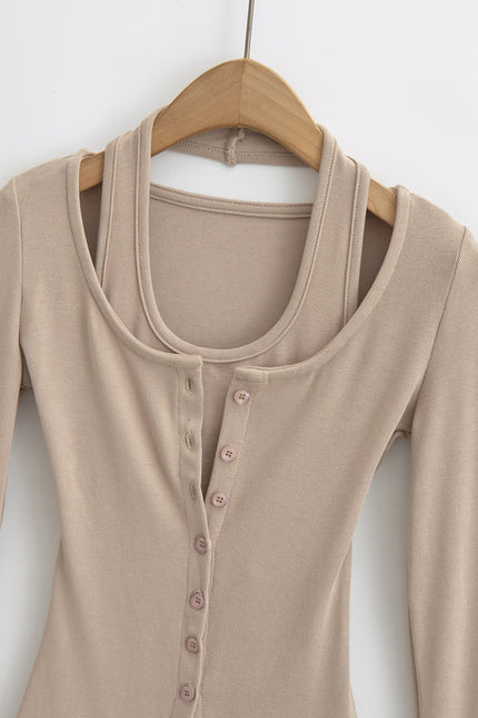 2 Colorway Solid Color Buttons up Long Sleeve Casual Fashion Women t Shirt