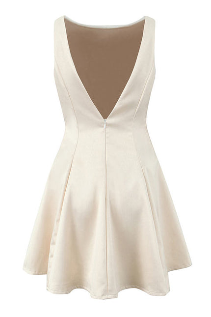 2 Colorway Back Hollow Out Crew Neck Sleeveless Solid Color Causal Fashion Summer Mini Dress for Women